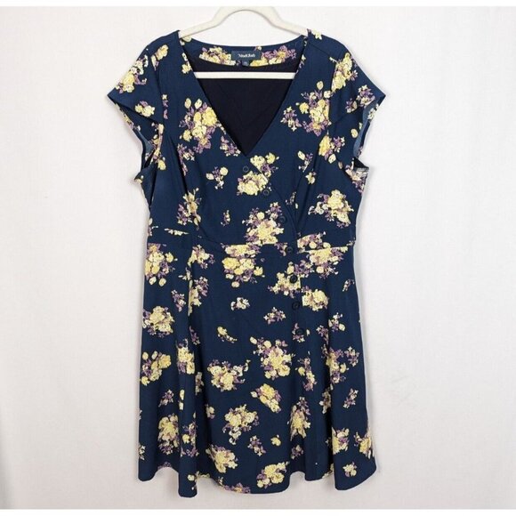 Modcloth 2X Sentimental Special Vintage Inspired Retro Floral Dress Pinup Button - Picture 1 of 8